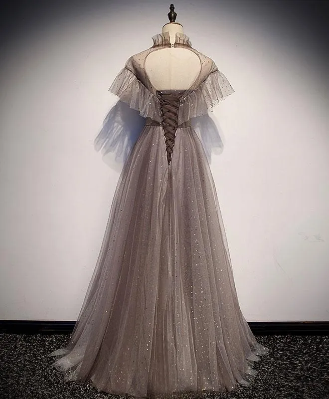 Beautiful Shiny Tulle Long Simple Prom Dress, Tulle Evening Dress 2021   cg16081