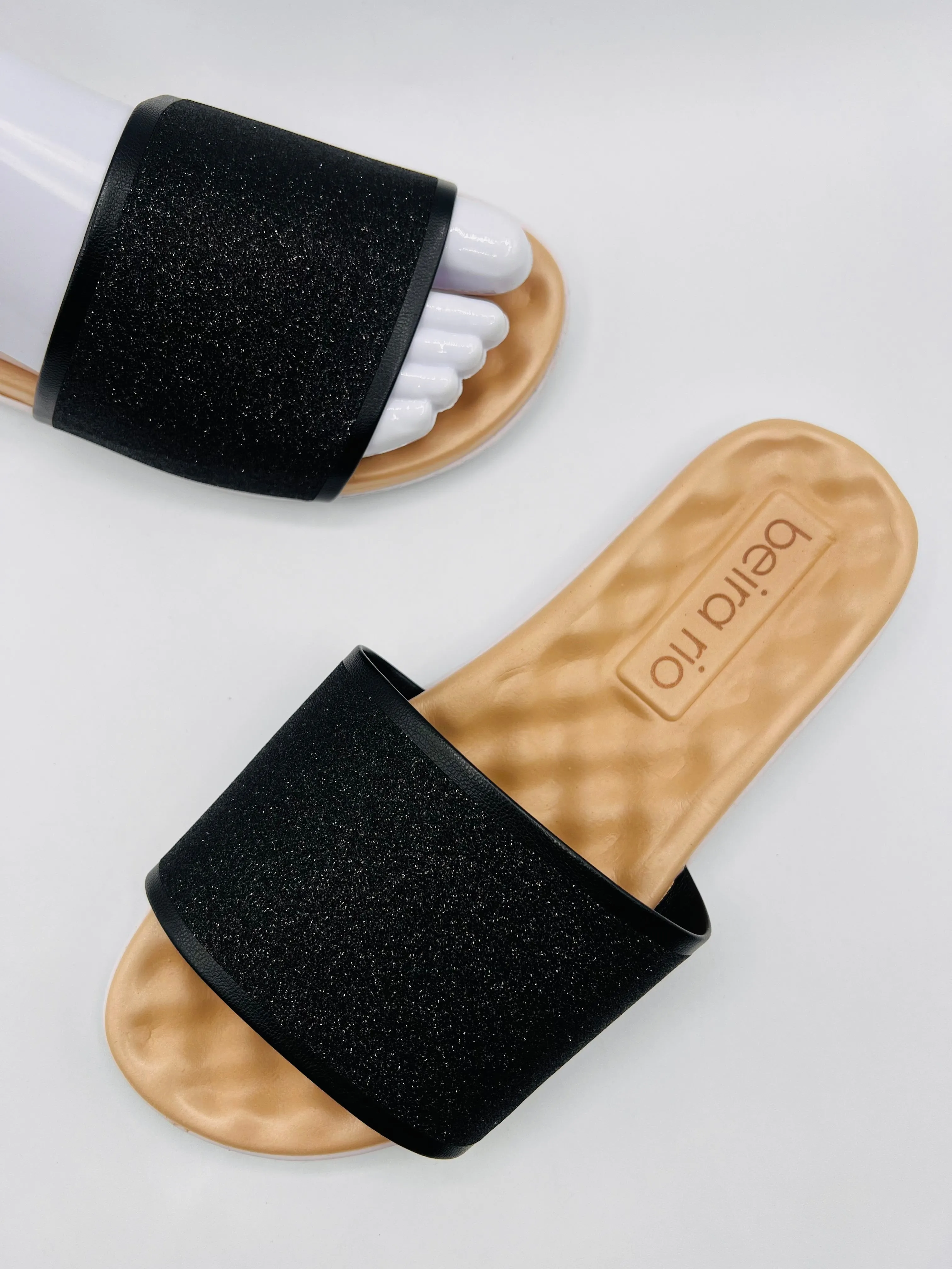 Beira Rio Ladies Comfort Shiny-Strap Slides