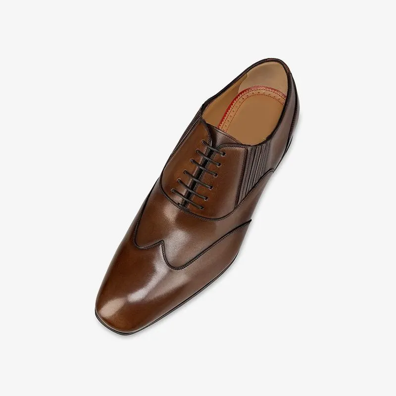 Brown Layout Cut Lace-up Shoes