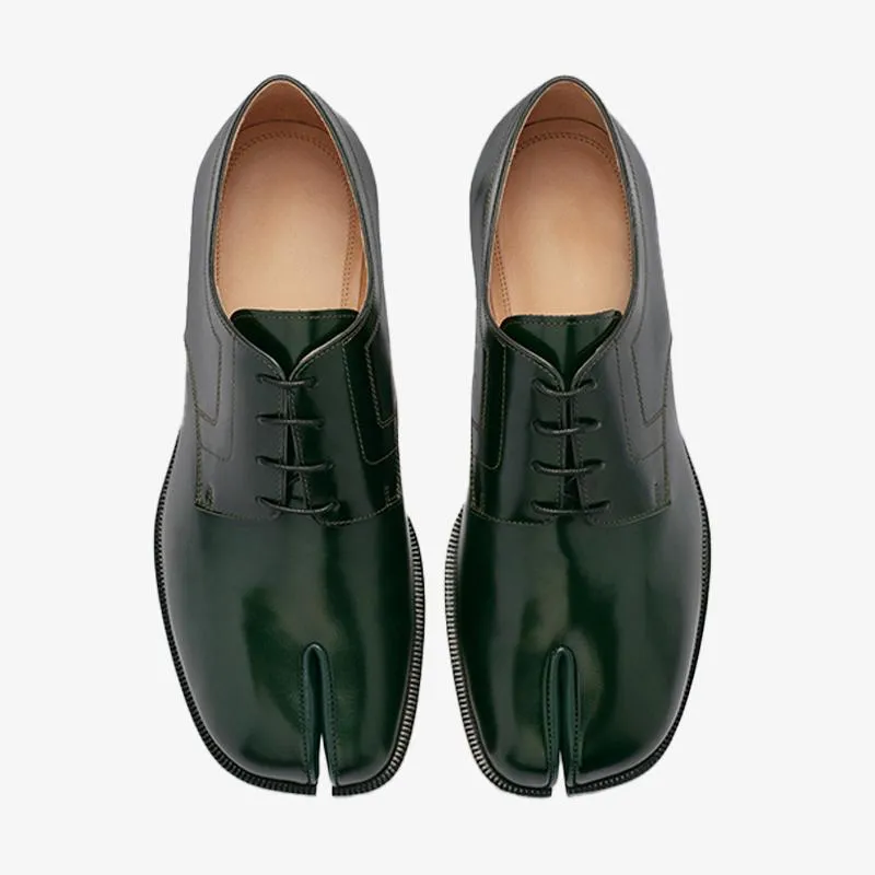 Classic Dark Green Tabi Laced Brogue Shoes