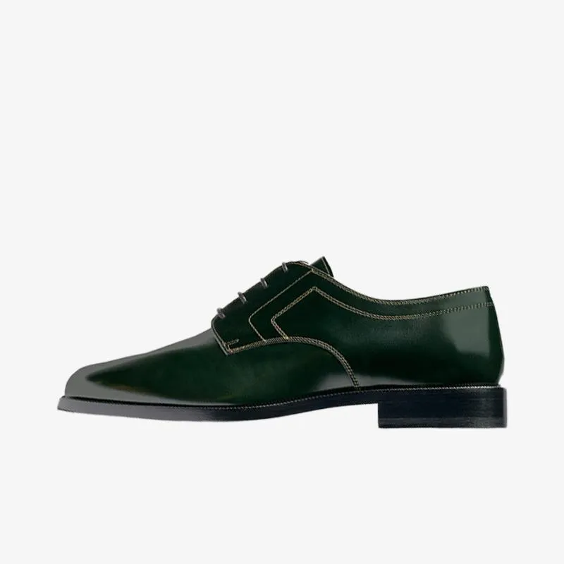 Classic Dark Green Tabi Laced Brogue Shoes