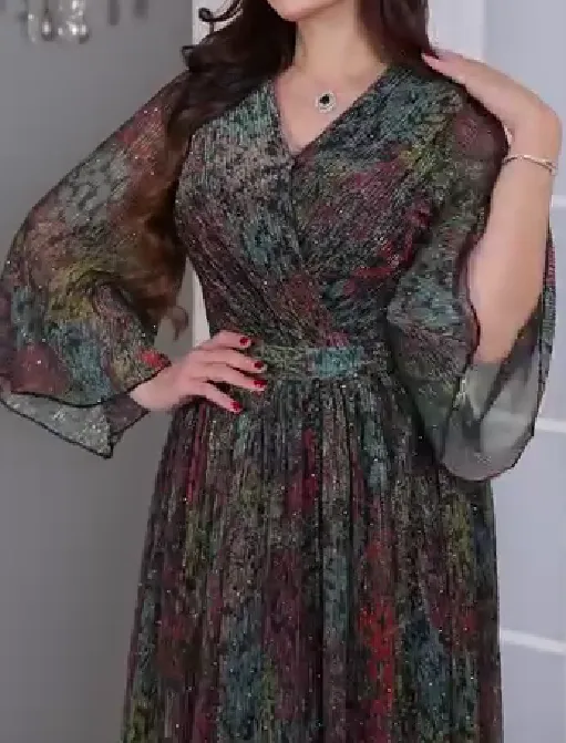 Colorful Shiny Chiffon Dress