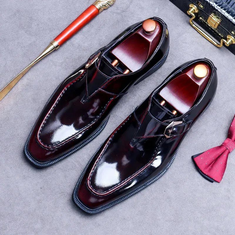Elegant Shiny Leather Square Toe Shoes