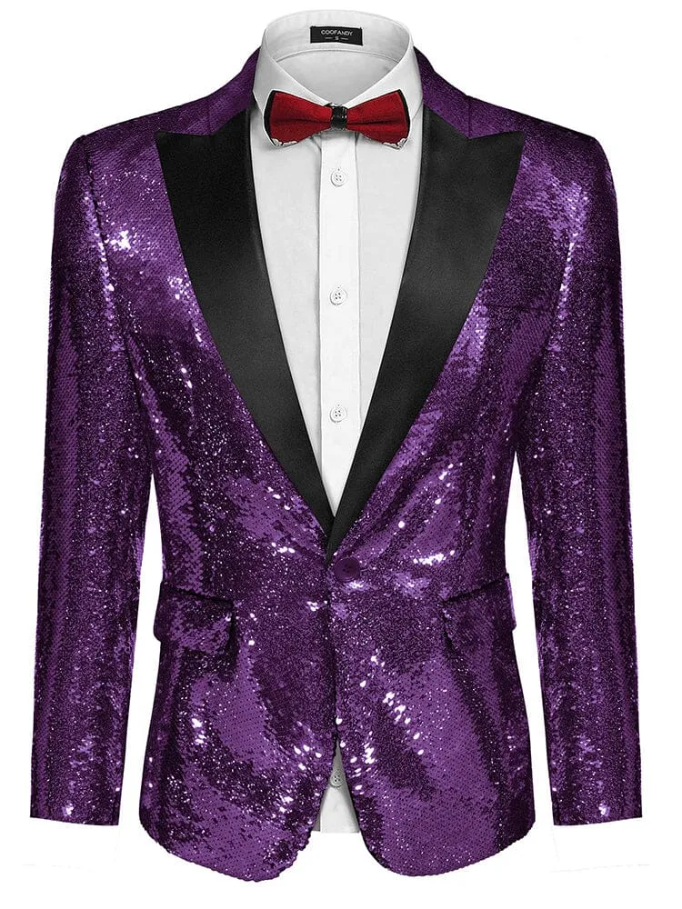 Men's Shiny Sequins Suit Jacket (US Only)