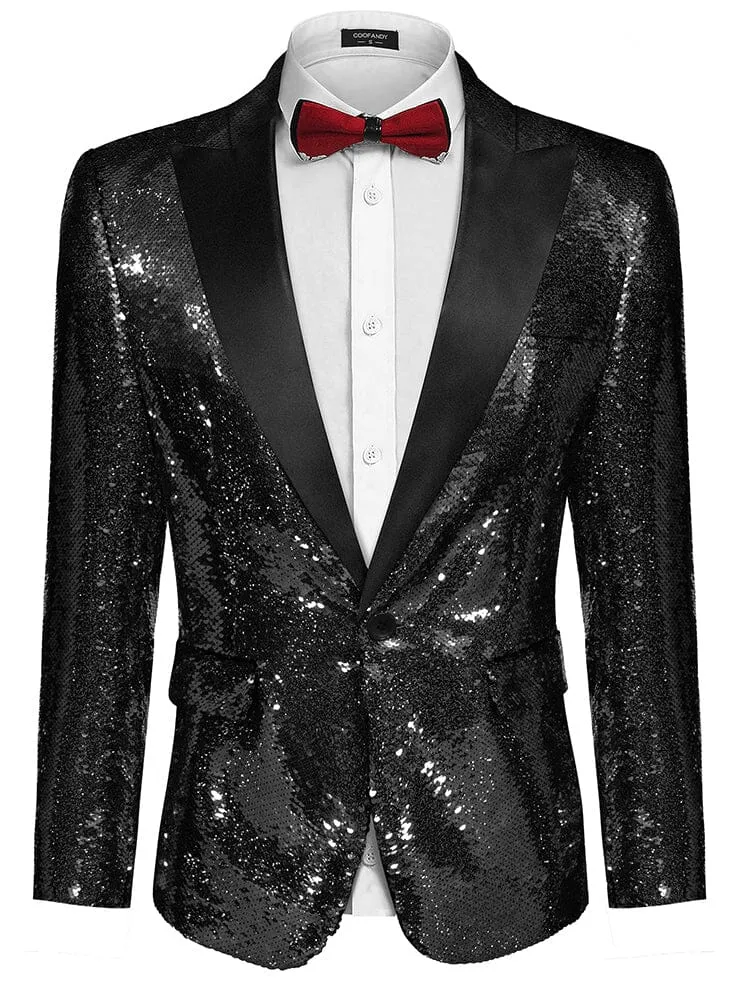 Men's Shiny Sequins Suit Jacket (US Only)