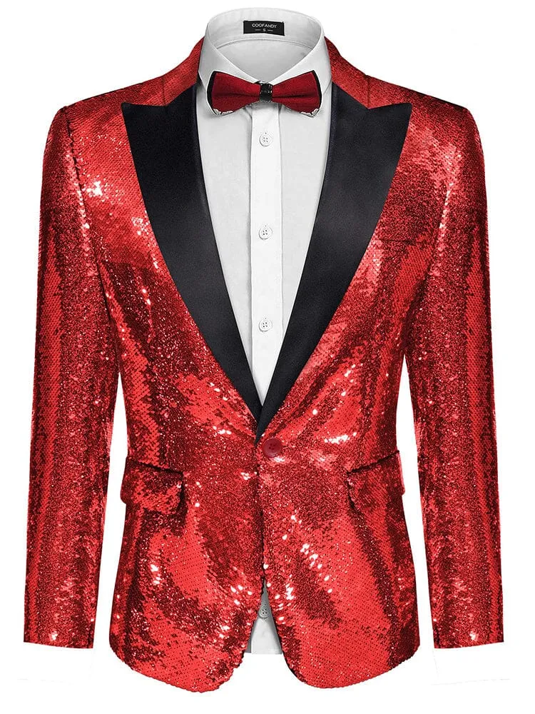 Men's Shiny Sequins Suit Jacket (US Only)