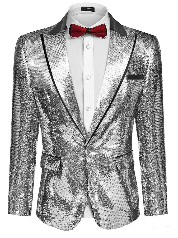 Men's Shiny Sequins Suit Jacket (US Only)