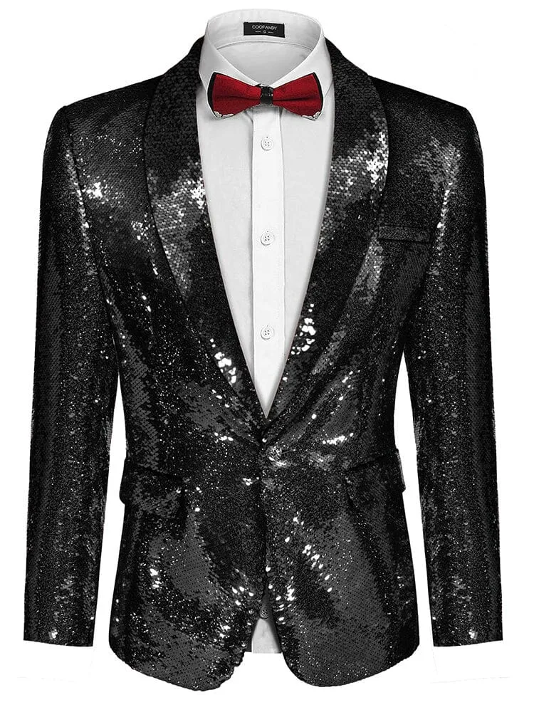 Men's Shiny Sequins Suit Jacket (US Only)