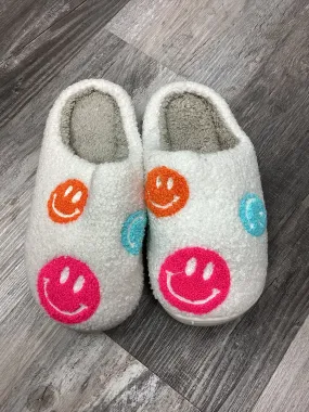 Multi Colored Smiley Face Slippers