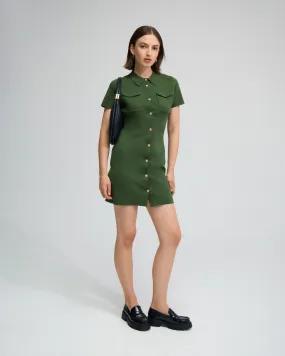 Olive Knitted Mini Dress