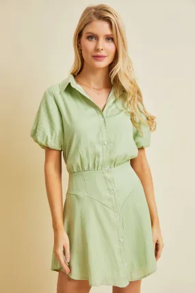 Plus Sage Stripe Mini Dress
