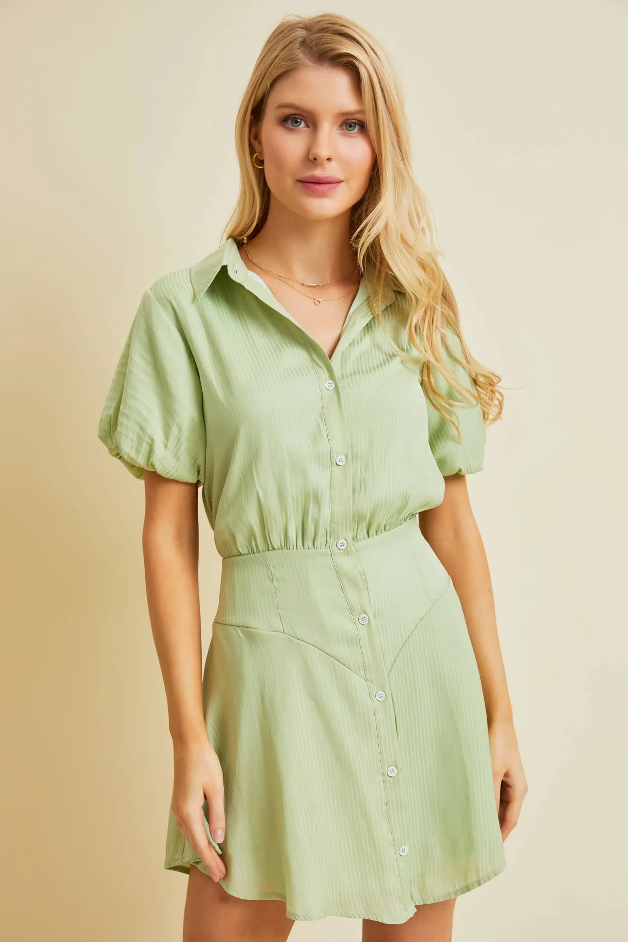 Plus Sage Stripe Mini Dress