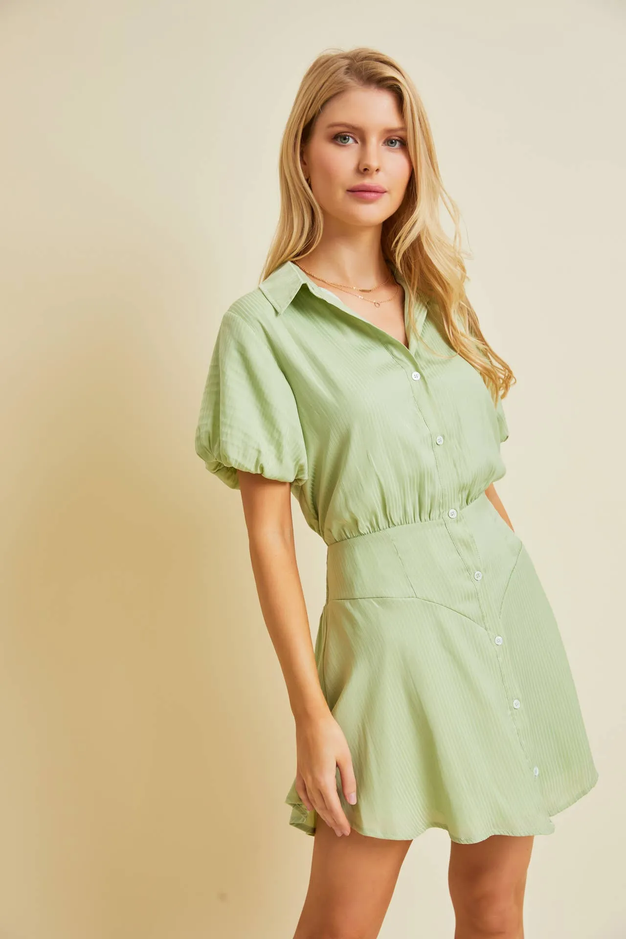 Plus Sage Stripe Mini Dress