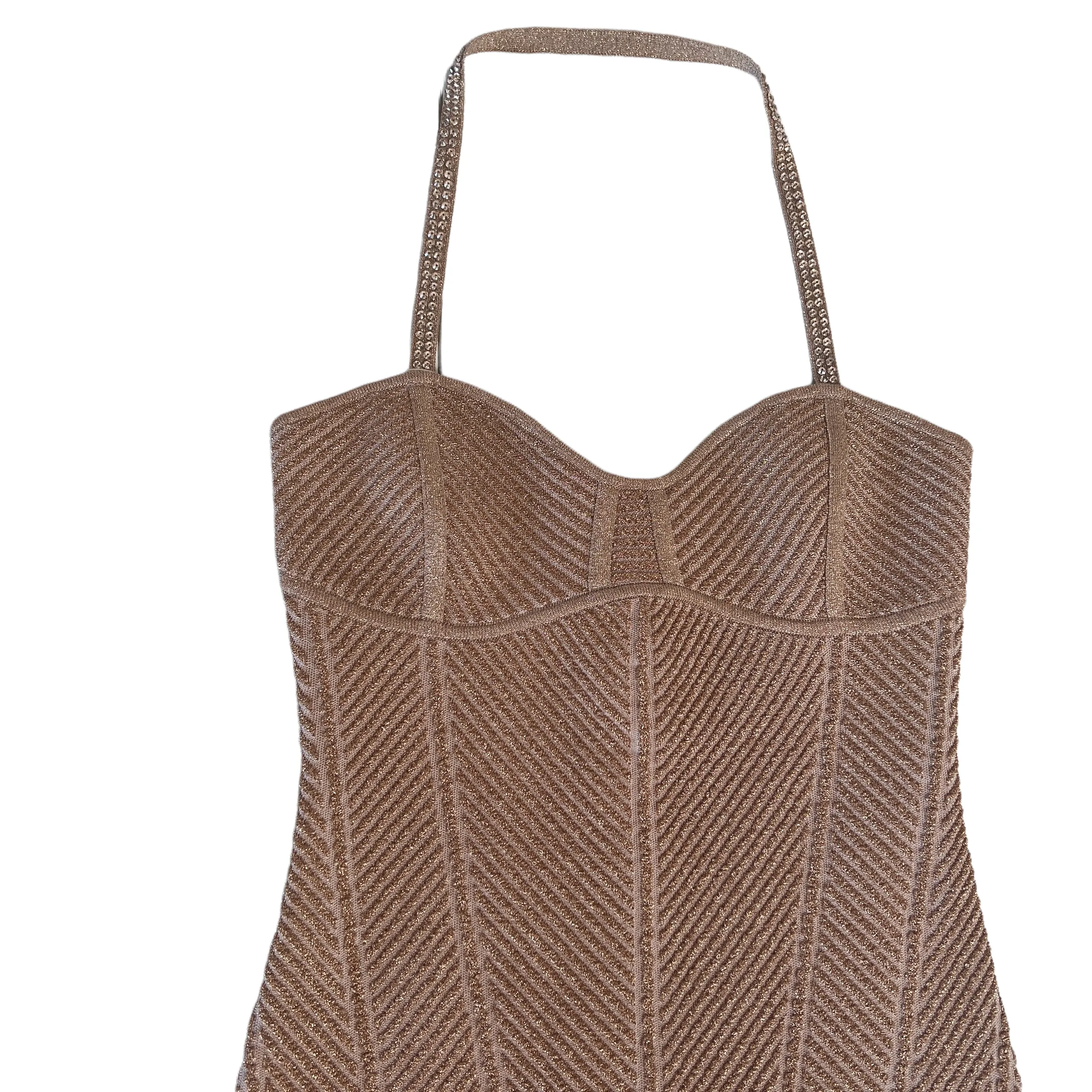 Shiny Nude Color Dress - S